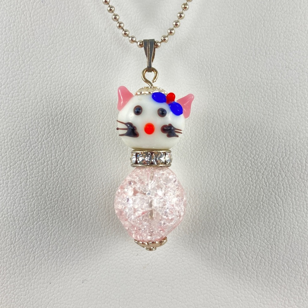 Host Pick!  New Cat Pendant Necklace, Lamp Work, Swarovski Crystals